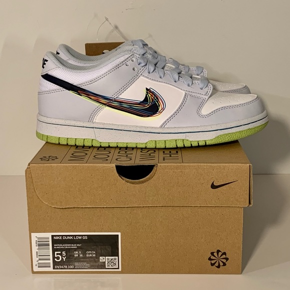 [BRAND NEW] NIKE DUNK LOW 3D SWOOSH GREY GRADE SCHOOL SHOES SIZE 5.5Y SNEAKERS - Picture 7 of 12